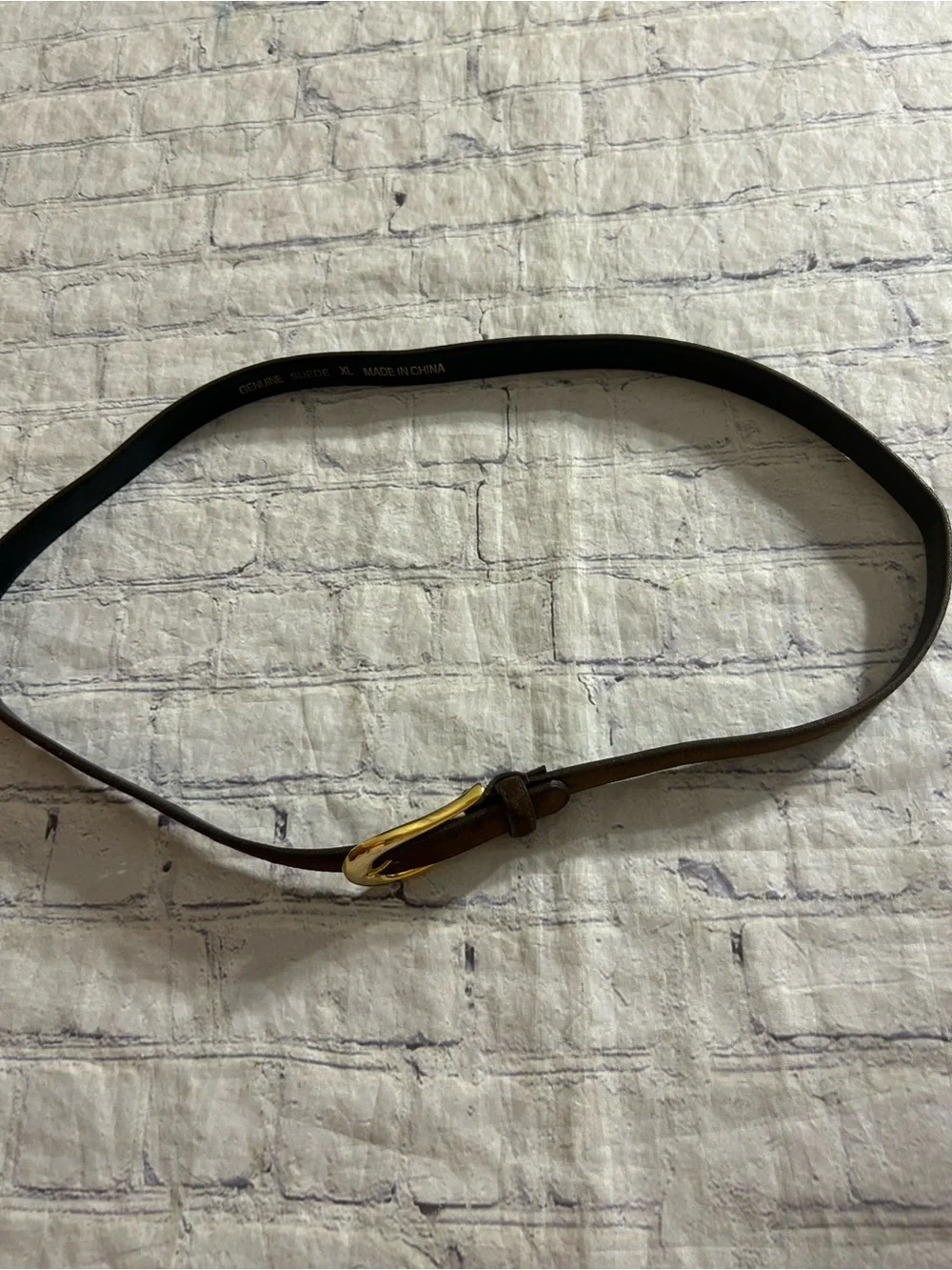 GENUINE SUEDE CHOCOLATE BROWN WOMEN’S BELT GOLD TONE BUCKLE SIZE XL
